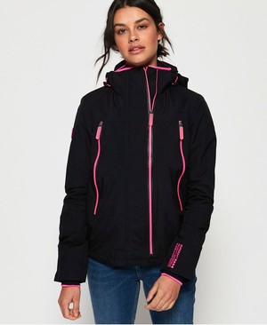 Superdry Pop Cipzár Velocity SD-Windcheater Női Kabát Fekete/Rózsaszín | CXEBU7523